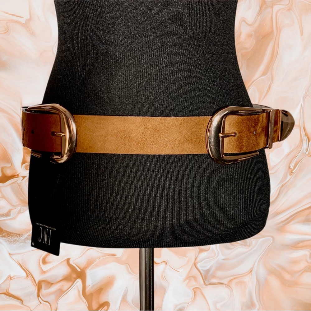 INC International Concepts Faux Suede Double Buckle Belt.